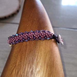 A Kumihimo Braided Bracelet  Adorned with Crystals